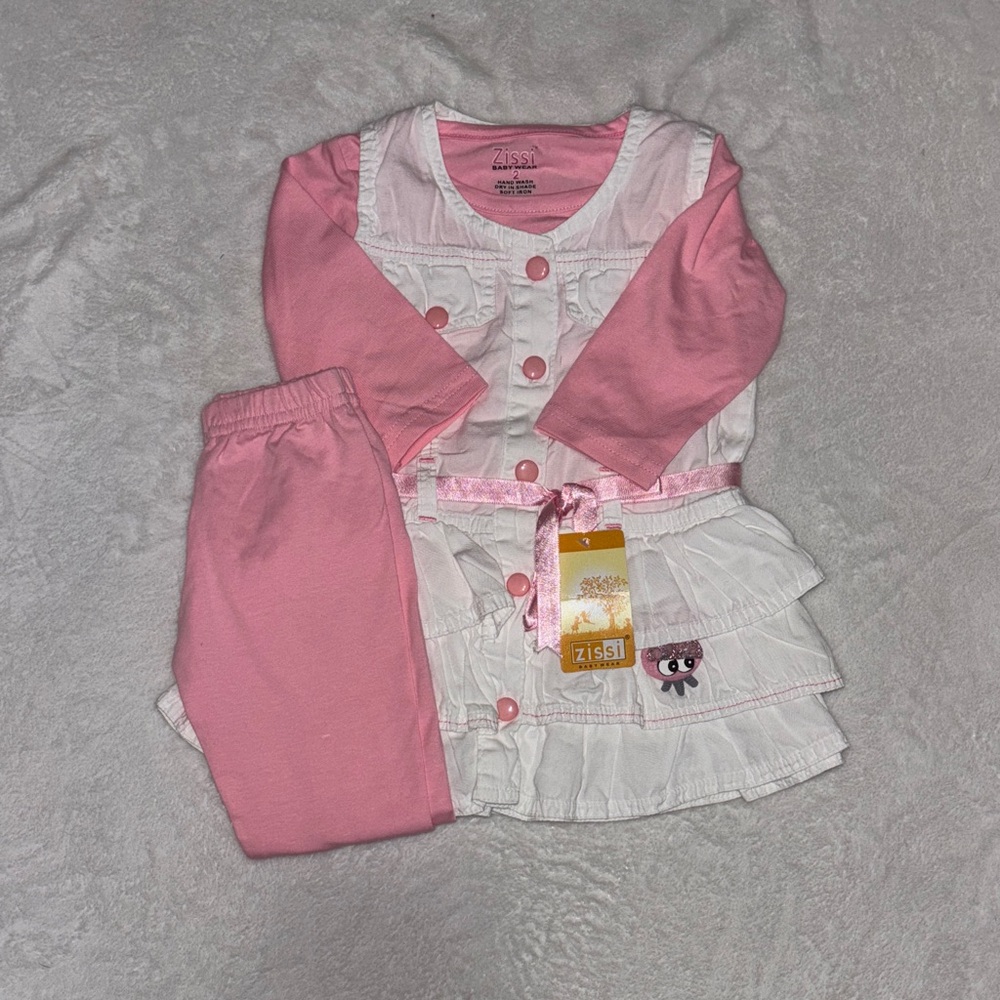 Pink and White Baby Outfit Set